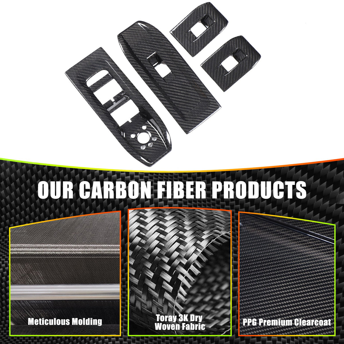 Real Carbon Fiber Window Lift Switch Panel Trim For Lamborghini URUS/SE 18-21 US 11
