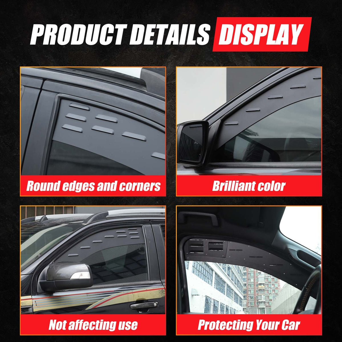 Alloy Front Row Window Vent Louvers Shutter Trim for Ford Ranger T7 T8 2015-2022 6