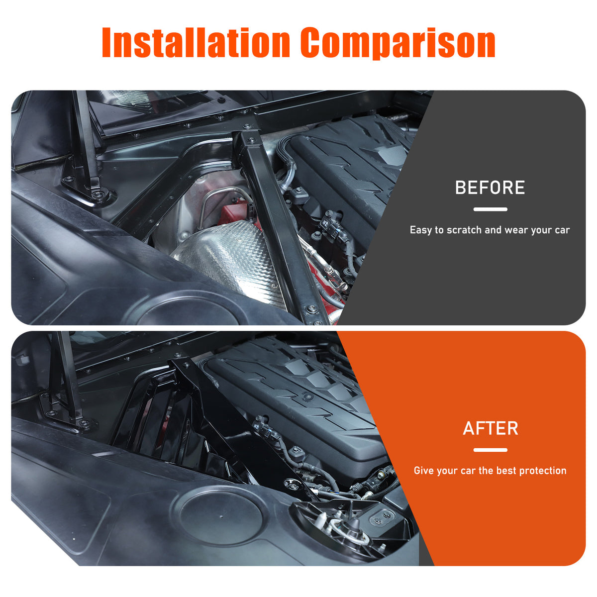 Glossy Black ABS Engine Bay Panel Plate Cover Guard For Corvette C8 Z06 2020-26 9