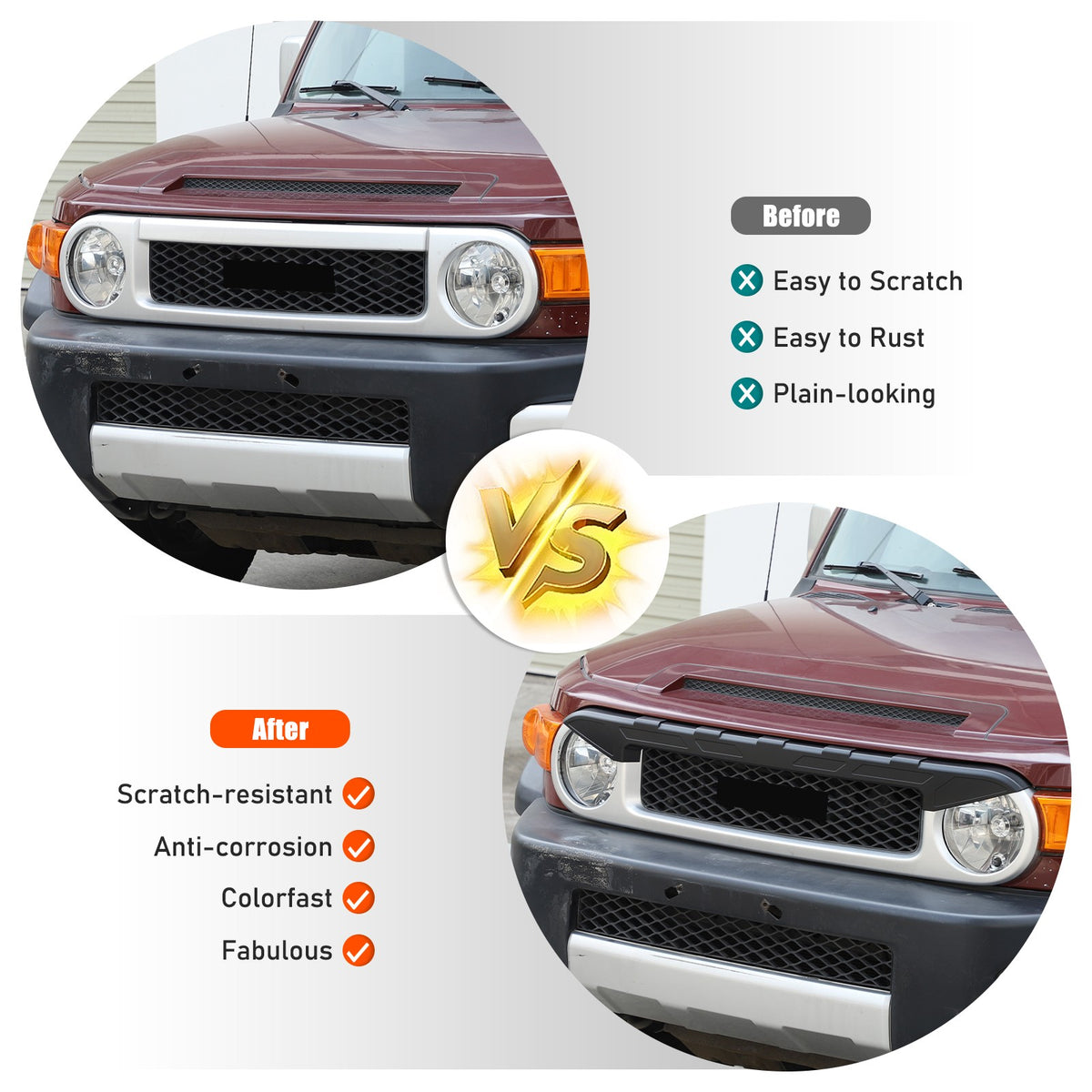 Front Grille Headlight Upper Molding Trim For Toyota FJ Cruiser 2007-2021 4
