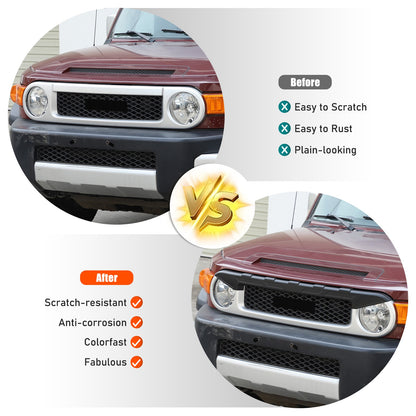 Front Grille Headlight Upper Molding Trim For Toyota FJ Cruiser 2007-2021 4