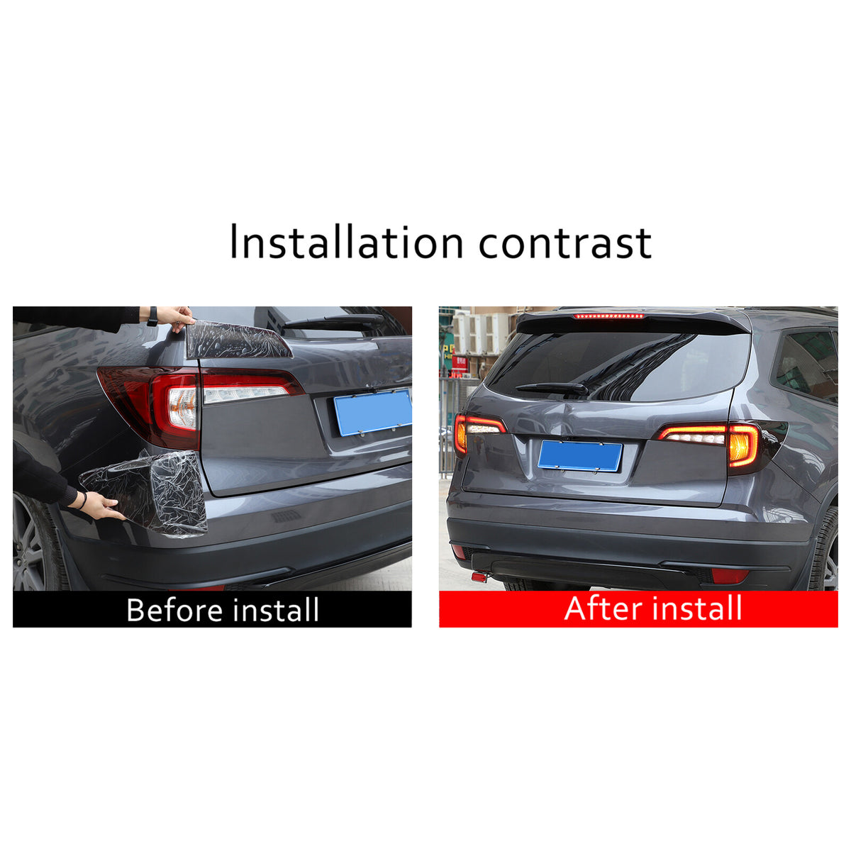 Smoked Black Rear Tail Light Guard Decor Cover Trim Bezels For Honda Pilot 15-22 4