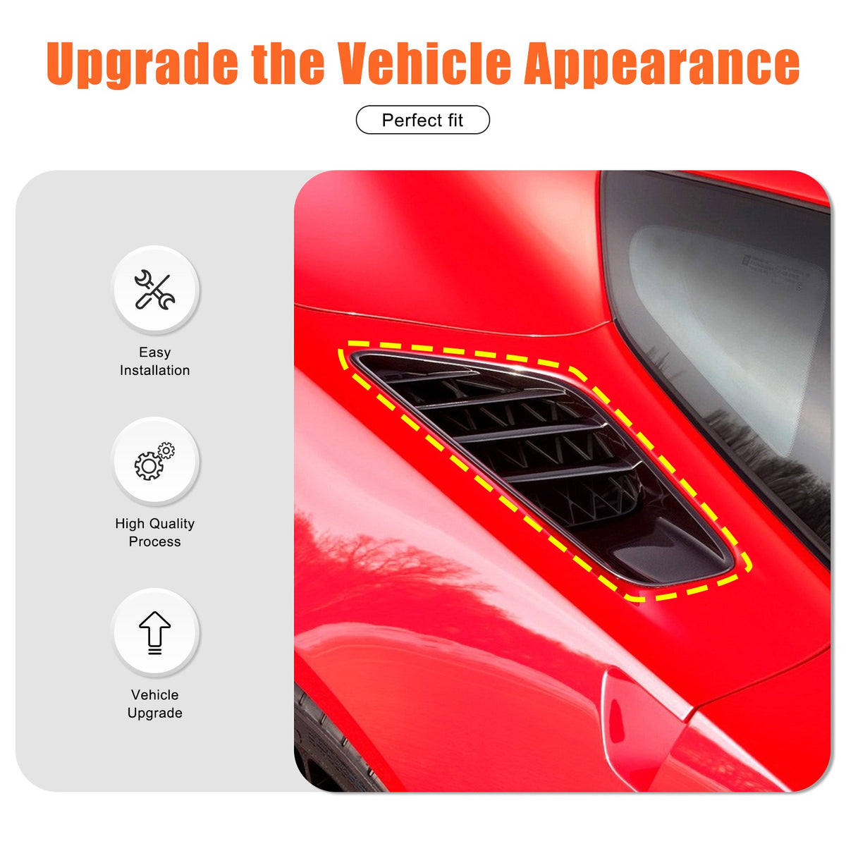 Piano Black ABS Rear Fender Air Intake Frame Trim For Corvette C7 2014-2019 US 6