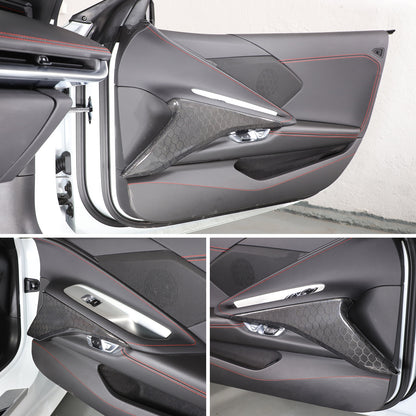 Real Honeycomb Carbon Fiber Interior Door Panel Cover Trim For Corvette C8 20-26 12