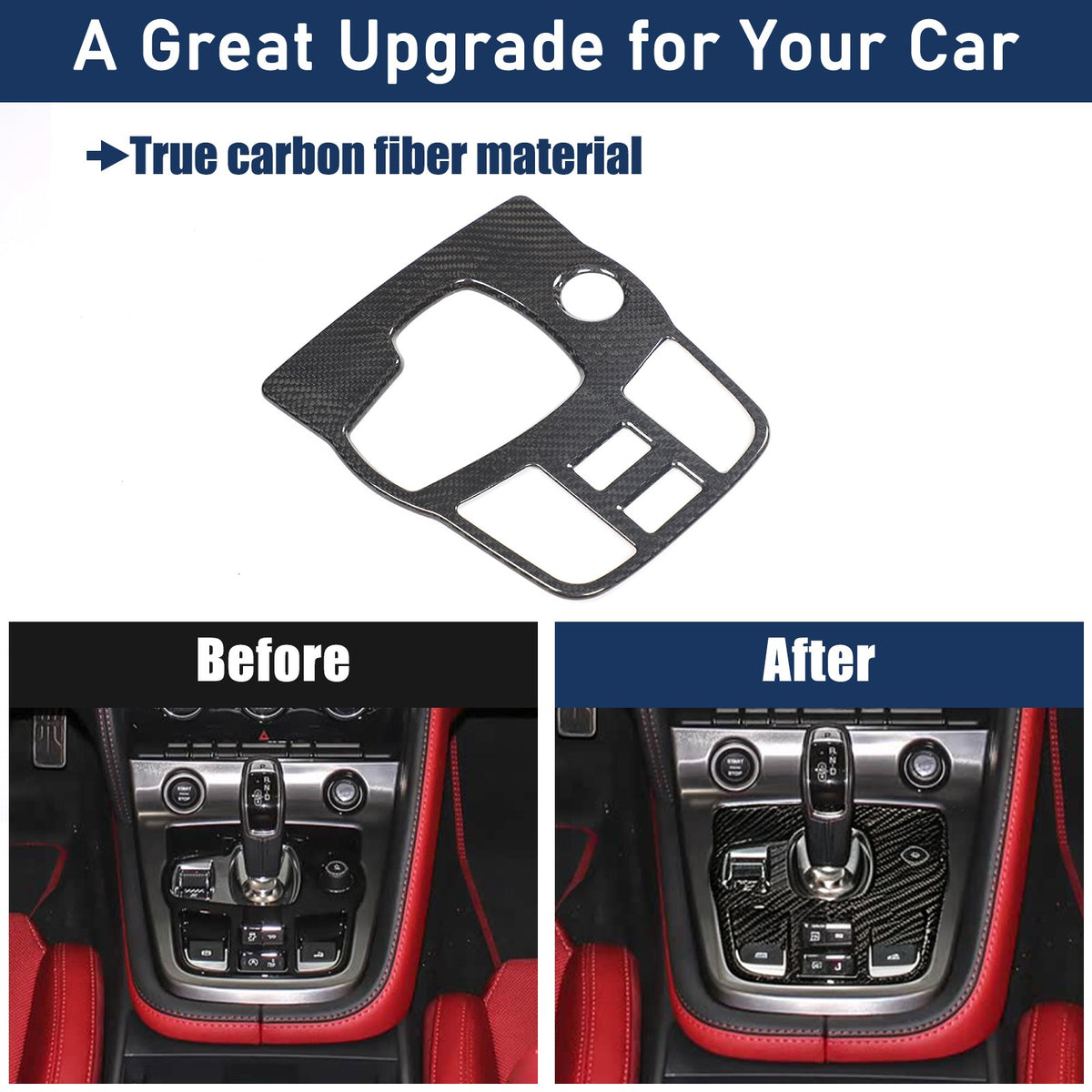 Real Carbon Fiber Center Gear Trim For Jaguar F‑TYPE Convertible X152 2013+ 13