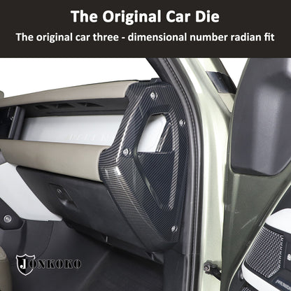 Carbon Fiber Style Dashboard Side Panel Cover Trim For Land Rover Defender 20-23 4