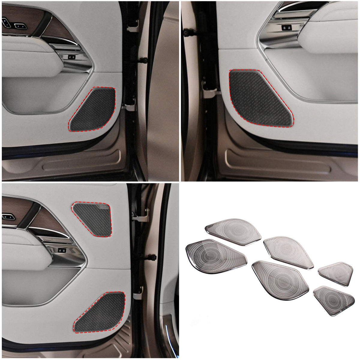 6PCS Silver Steel Inner Door Speaker Cover For Land Rover Range Rover 2023+ 3