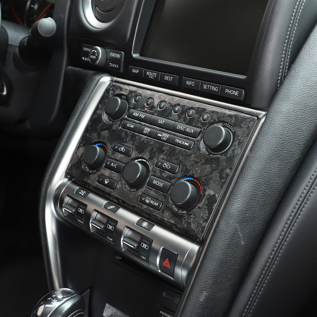 Forged Carbon Fiber Central Control Volume Panel Trim for Nissan GTR R35 08-16 5