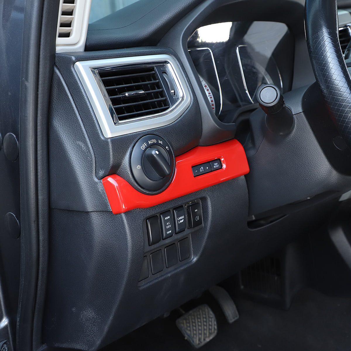 Red ABS Dashboard Center Console Trim Cover for Nissan Titan 2016-23 15