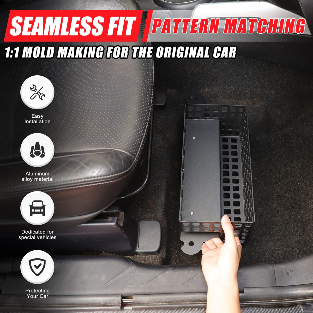 Aluminum Alloy Under Passenger Seat Storage Basket For Mitsubishi ASX 2011-2018 6