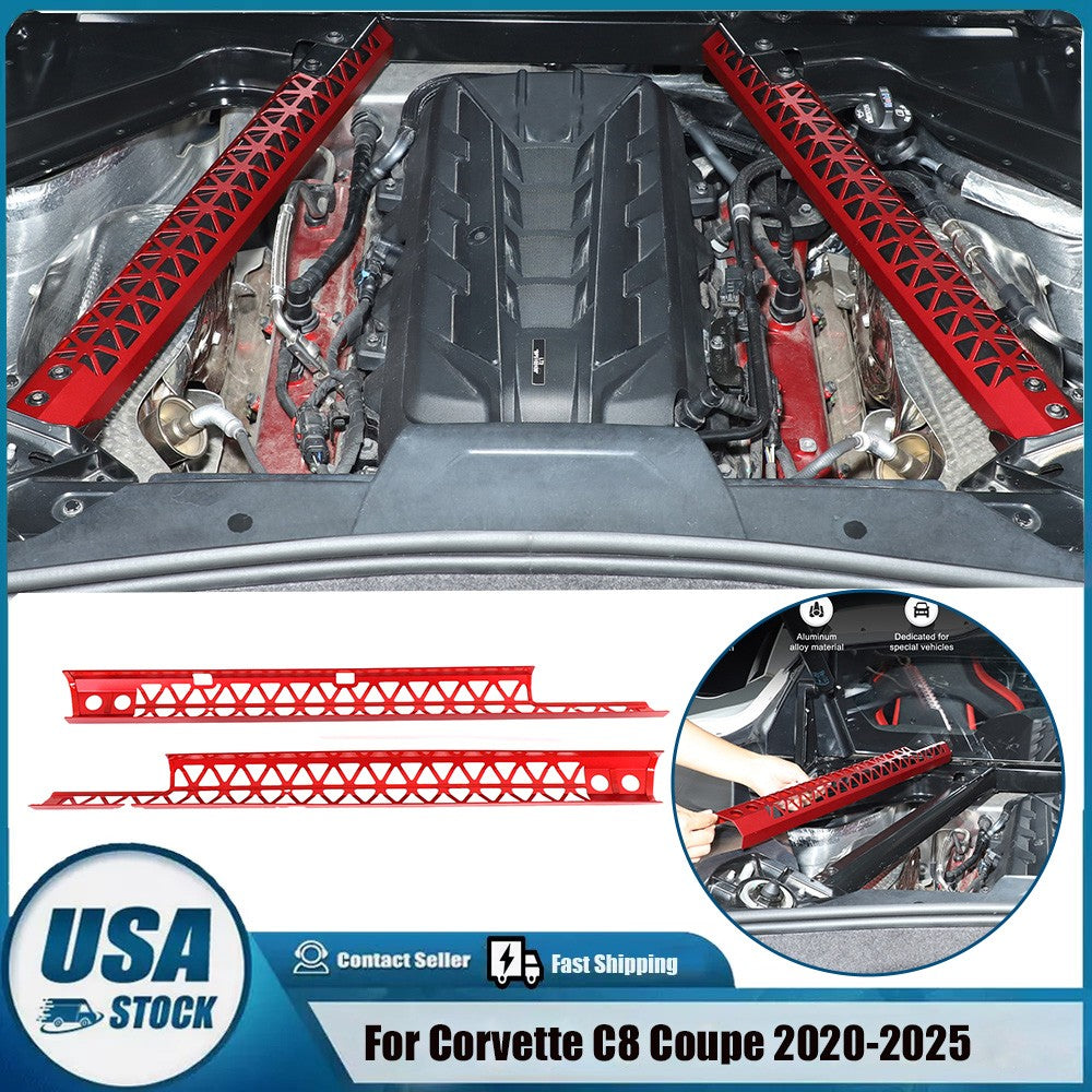Hollowe Red Engine Bay Crossmember Panel Trim Cover For Corvette C8 Coupe 20+ US 1