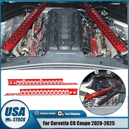 Hollowe Red Engine Bay Crossmember Panel Trim Cover For Corvette C8 Coupe 20+ US 1