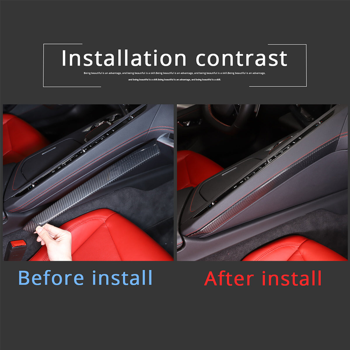 Carbon Fiber Interior Center Console Panel Cover For C8 Corvette Z06 Z51 20-25 9