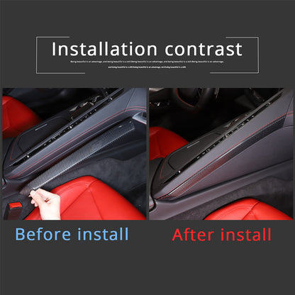 Carbon Fiber Interior Center Console Panel Cover For C8 Corvette Z06 Z51 20-25 9