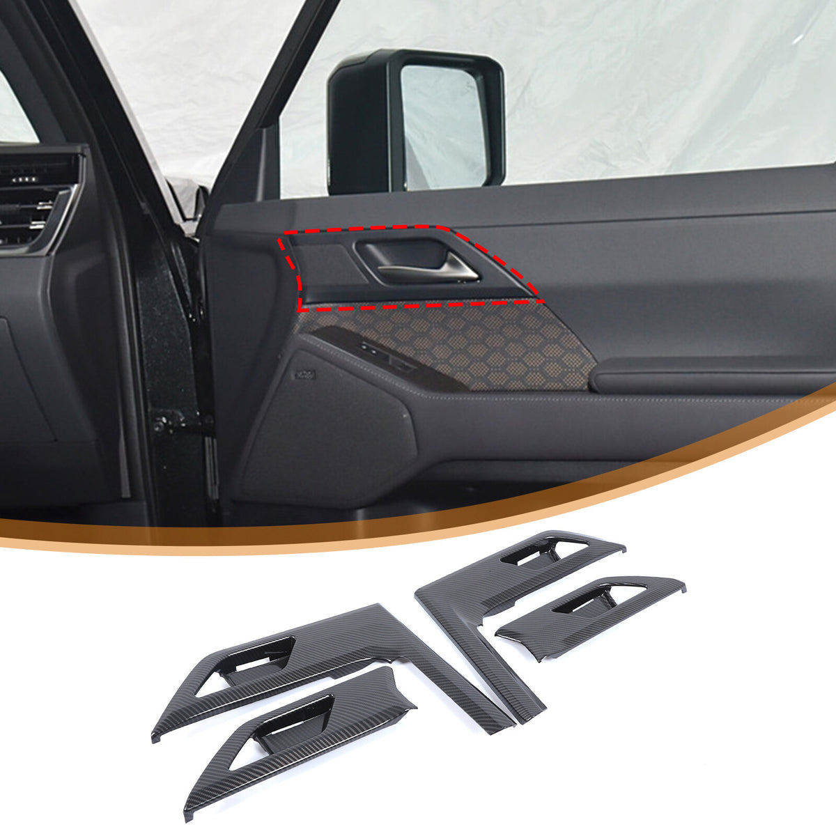 ABS Carbon Fiber Interior Door Bowl Panel Trim Cover For Lexus GX550 2025+ 4