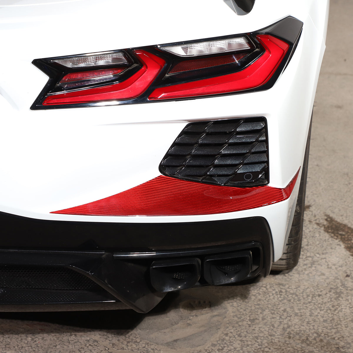 Red Carbon fiber Rear Bumper Air Intake Panel Trim Sticker For Corvette C8 20-26 8