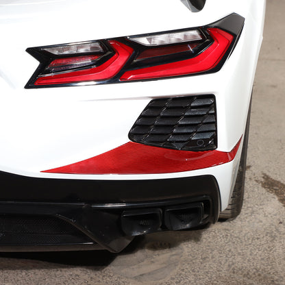 Red Carbon fiber Rear Bumper Air Intake Panel Trim Sticker For Corvette C8 20-26 8