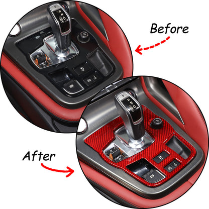 Red Carbon Fiber Center Console Gear Shift Cover Trim For 2013-22 Jaguar F-TYPE 4