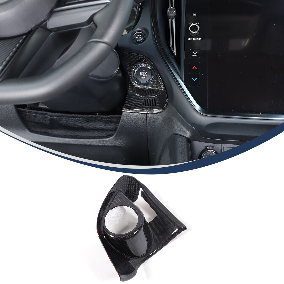 Real Carbon fiber Engine Start Stop Button Cover Trim For Subaru WRX VB 2022-24 4