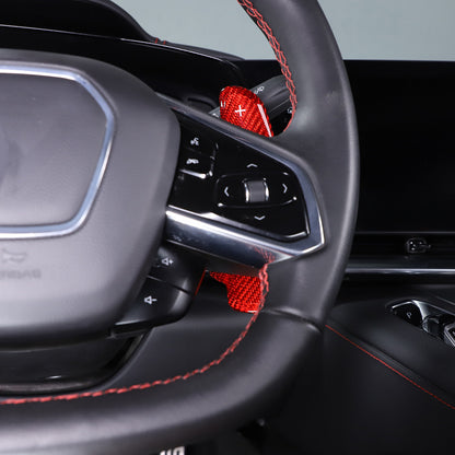 Red Real Carbon Fiber Gear Shift Paddles Paddle Shifters For Corvette C8 2020-26 5