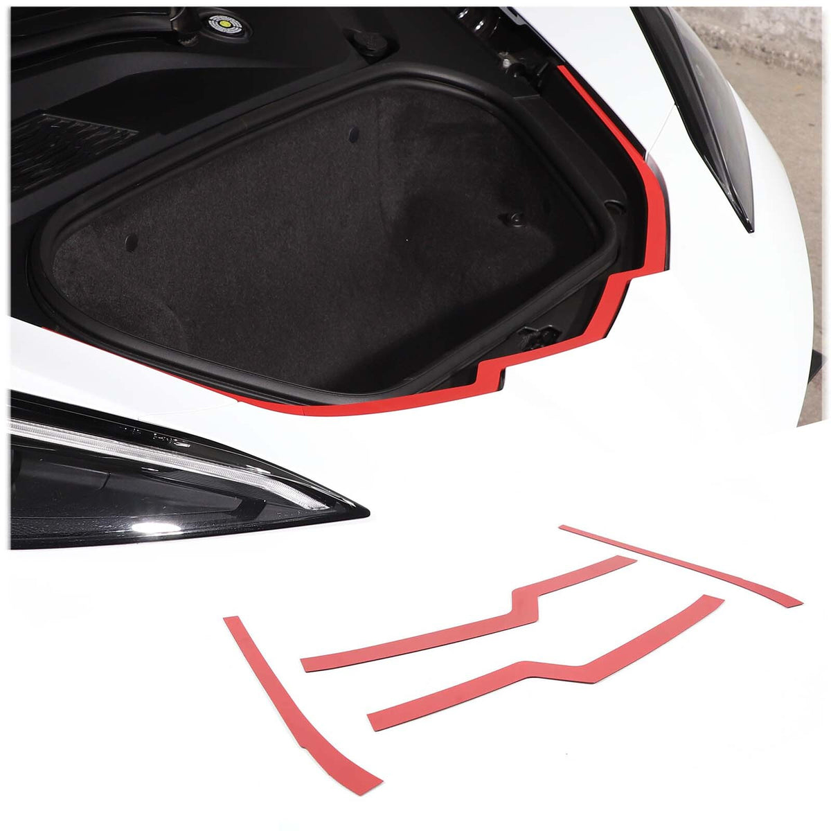 Red Front Trunk Bezel Gloss Stainless Plate Fit For Corvette C8 2020-2026 2