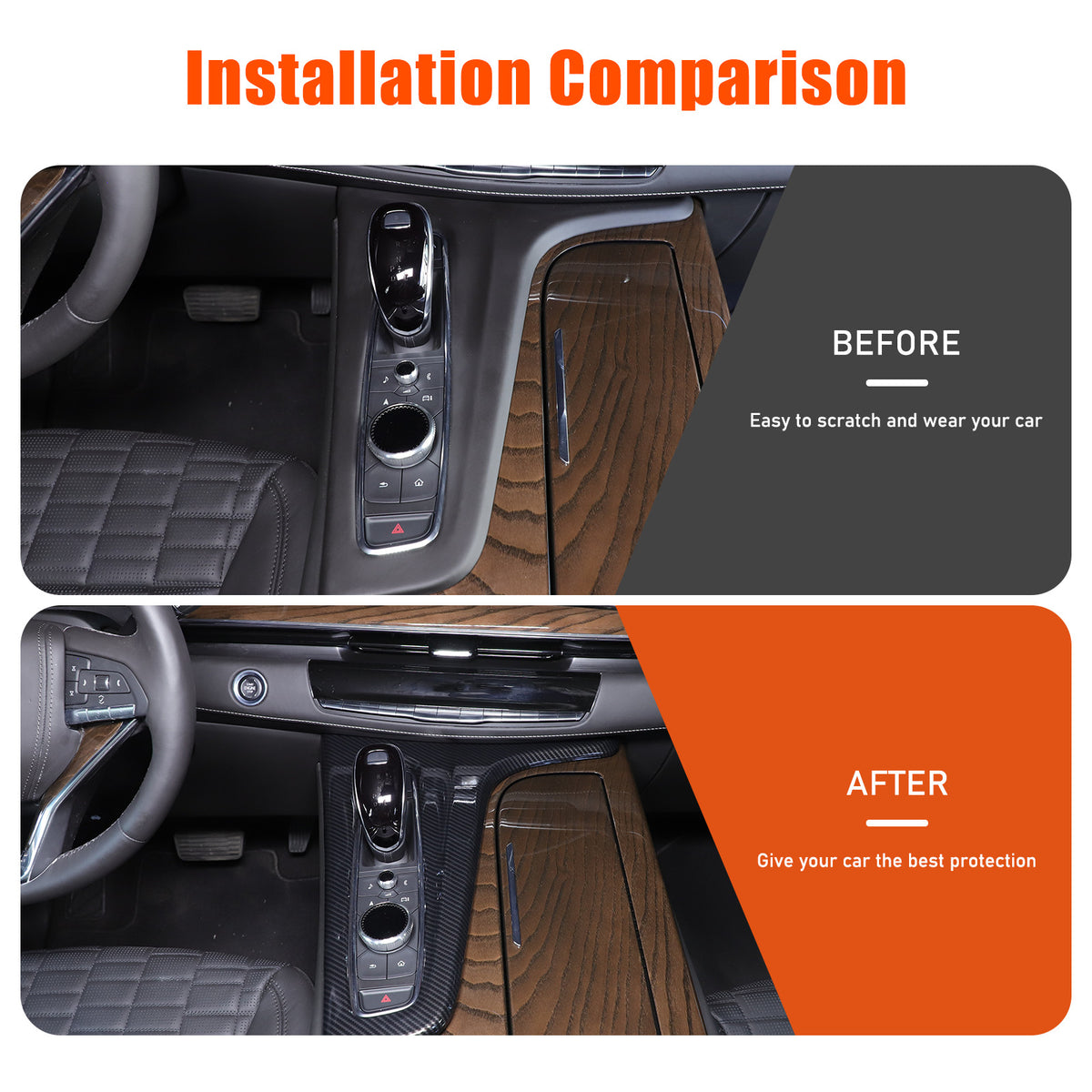 Carbon Fiber ABS Center Console Gear Shift Panel Trim For Cadillac Escalade 21+ 14
