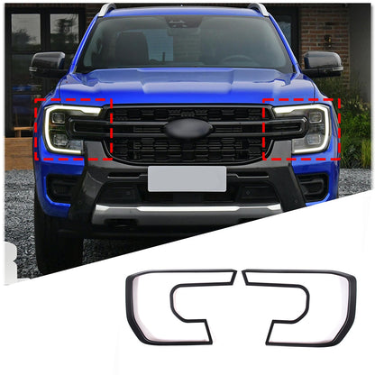 Matte Black ABS Front Headlight Bezel Trim Cover For Ford Ranger T9 2023+ US 1