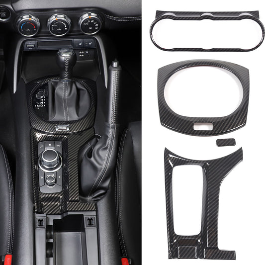 ABS Carbon Center Console Panel Cover Trim Kit for Mazda Miata MX5 MX-5 2016-23 1