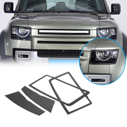 Carbon fiber Front headlight lamp cover Trim For Land Rover Defender 90 110 20+ 2