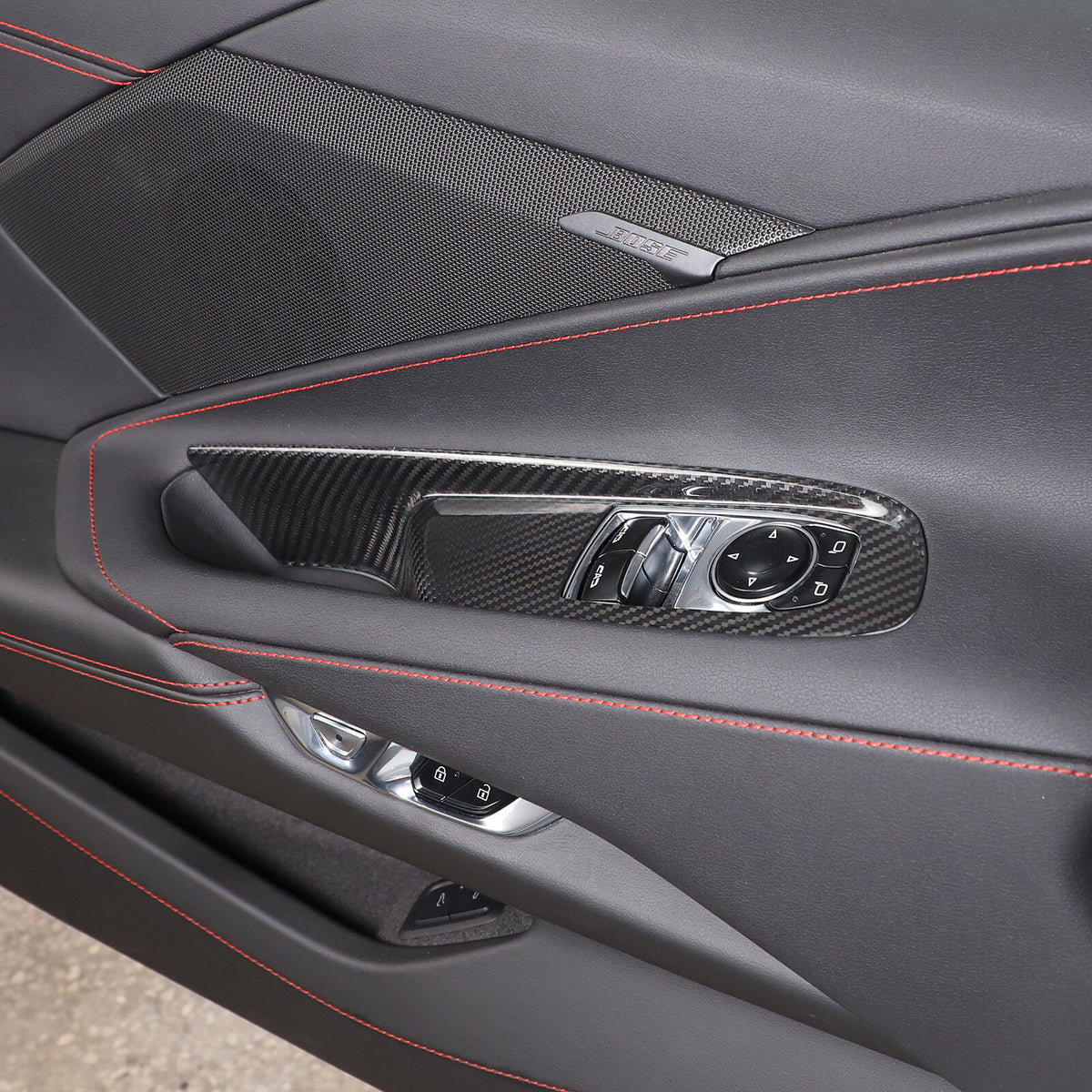 Real Carbon Fiber Window Lift Switch Panel Cover Trim For Corvette C8 Coupe 20+ 19