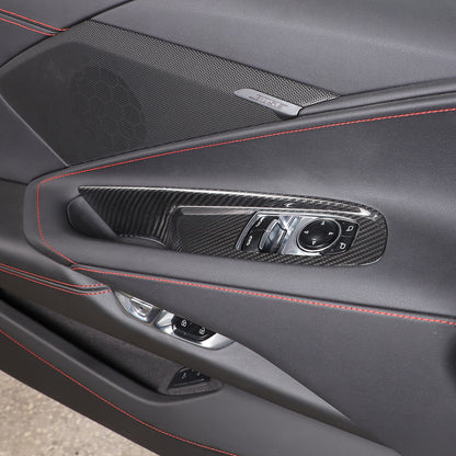 Real Carbon Fiber Window Lift Switch Panel Cover Trim For Corvette C8 Coupe 20+ 19