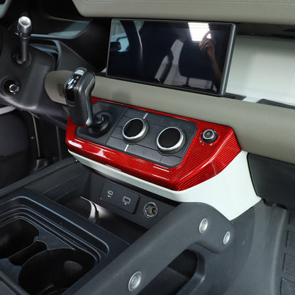 Red Real Carbon Fiber Air Conditioning Switch Panel Trim for LR Defender 2020-24 10