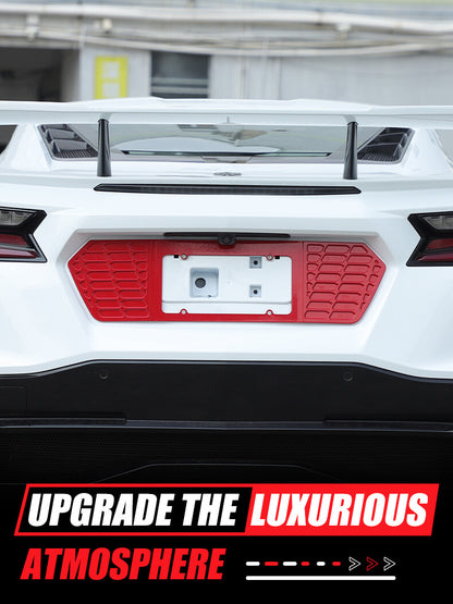 Red Alloy Rear License Plate Filler Frame Trim Cover For Corvette C8 2020-25 US 20
