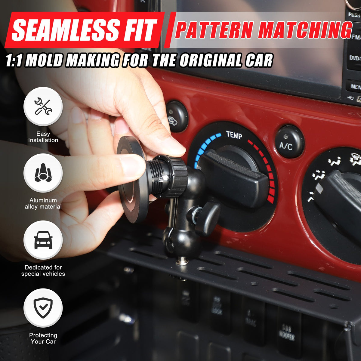 Magnetic Phoner Holder Center Console Molle Panel Device For Toyota FJ Cruiser 5