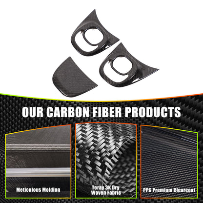 Real Carbon Fiber Steering Wheel Button Trim For Fiat 500 Abarth 595 695 2021-23 19