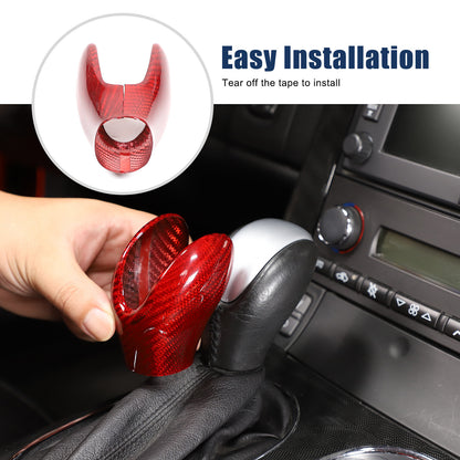Red Real Carbon Fiber Center Gear Shift Knob Trim Cover For Corvette C6 2005-13 9
