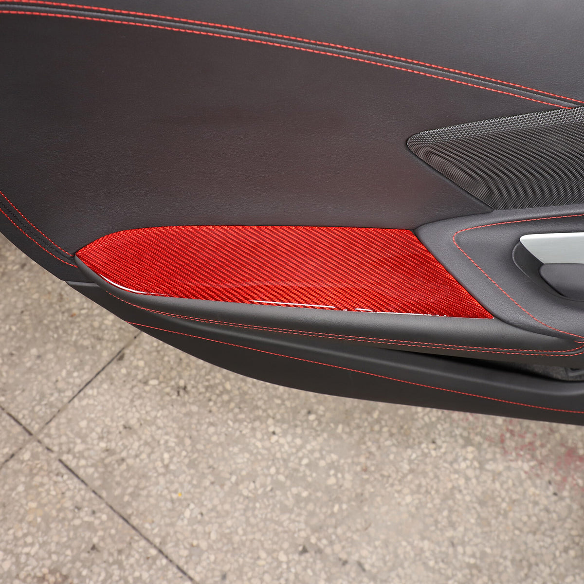 Red Soft Carbon Fiber Interior Decor Trim Kit Cover Set For Corvette C8 20-25 165