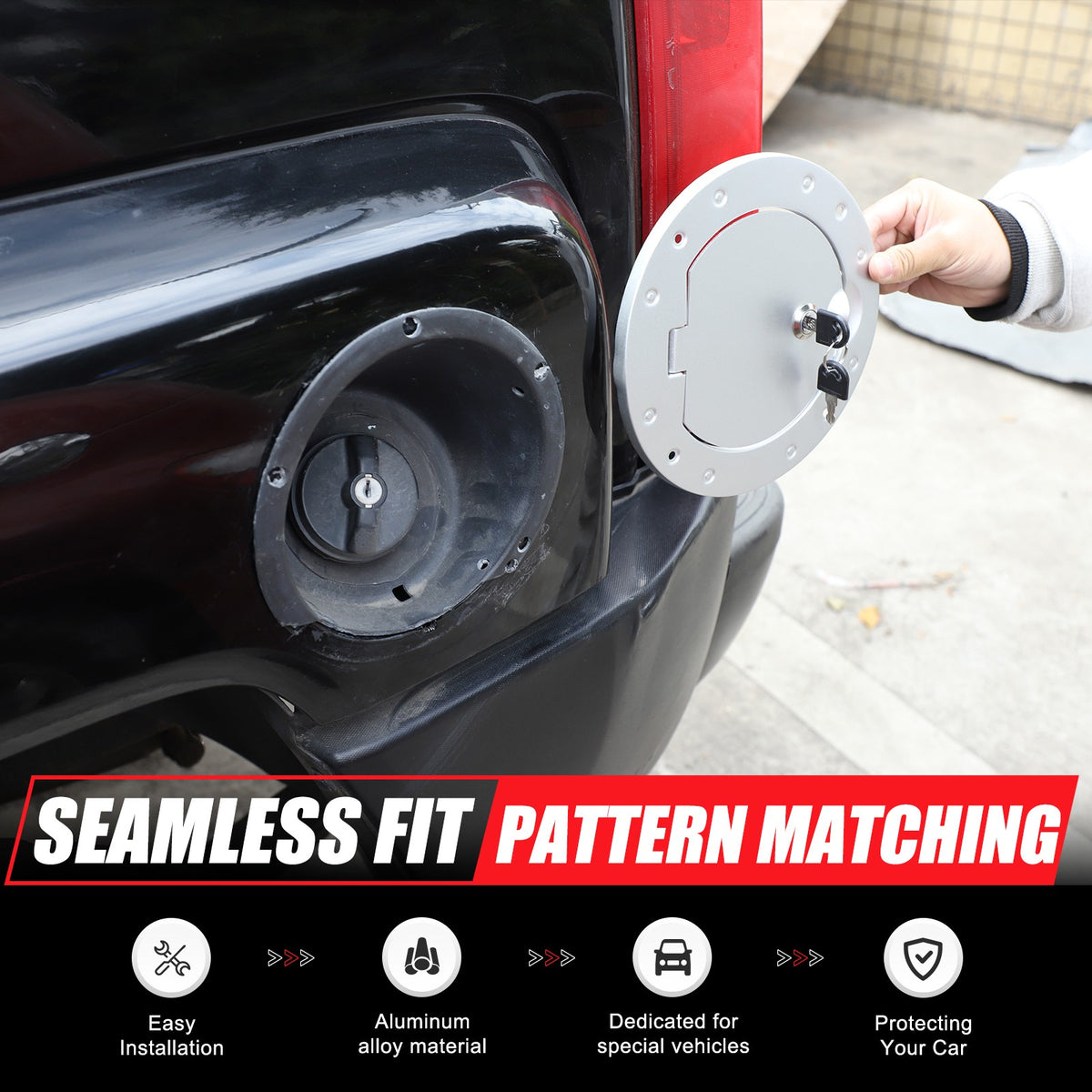 Silver Gas Cap Cover Fuel Filler Door Locking Anti-theft For Hummer H3 05-09 US 3