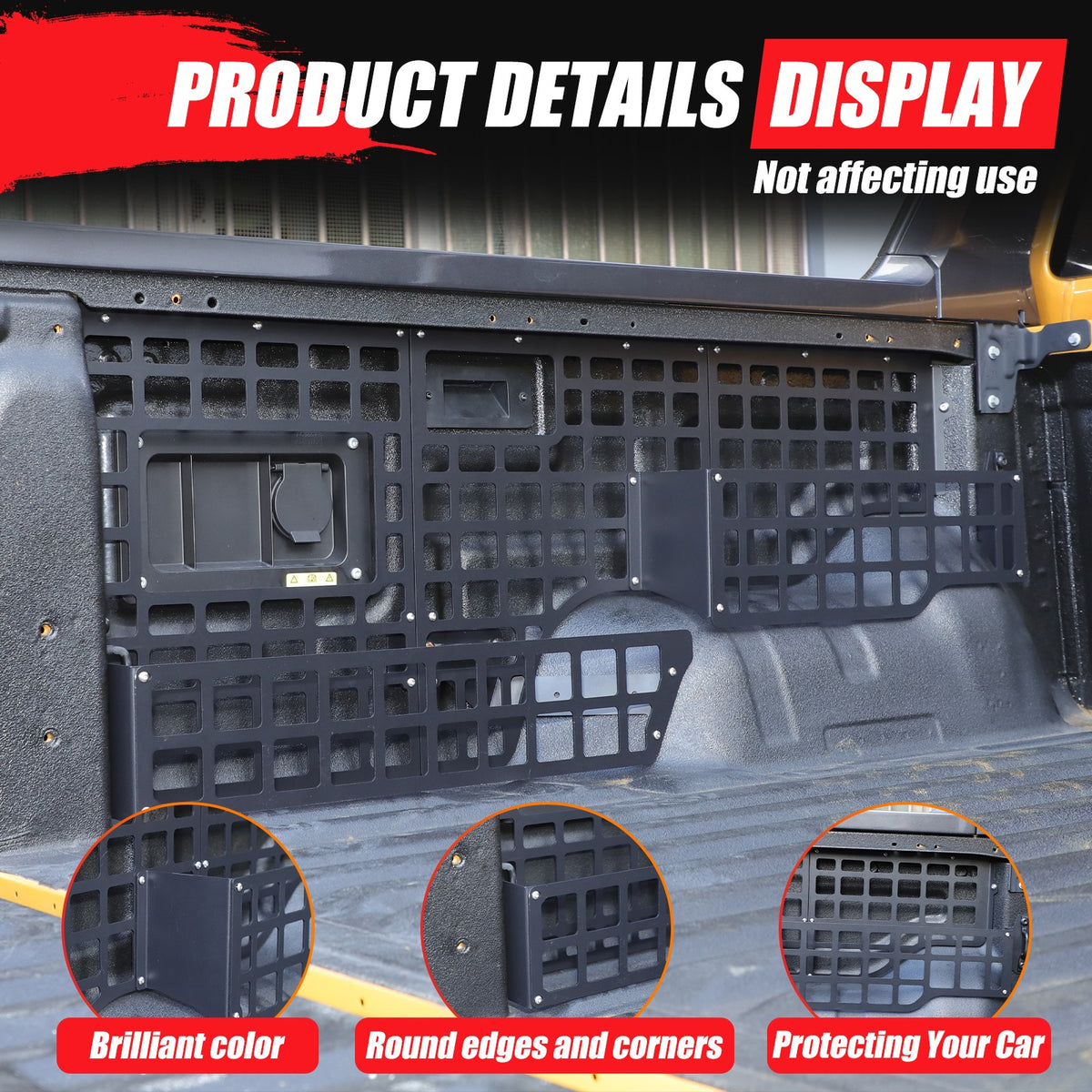Steel Trunk Left Side Storage Bag Hanger Molle Panel For Ford Ranger T9 2023+ 8
