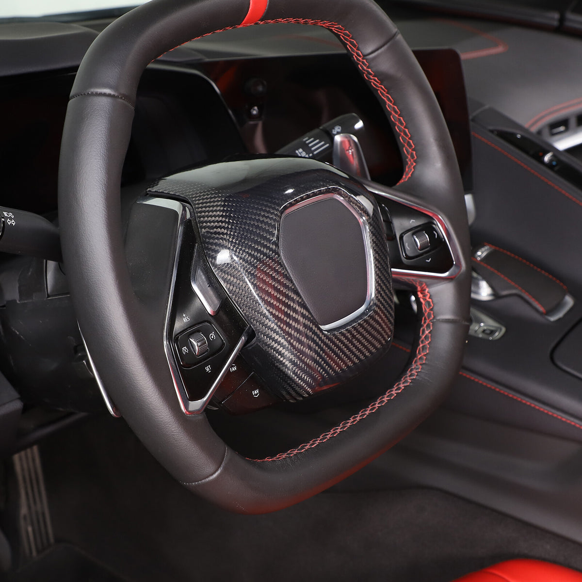 For C8 Corvette Carbon Fiber Steering Wheel Center Surround Cover 2020 - 2026 10