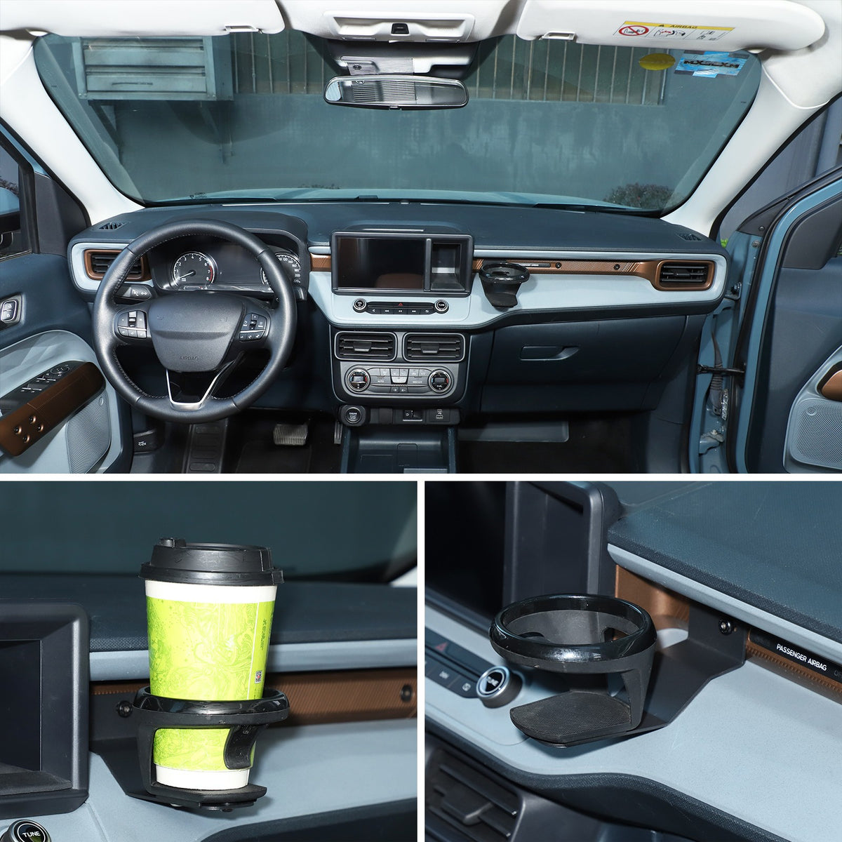 Black Ring Center Console Screen Right Cup Holder Trim For Ford Maverick 2022+ 13