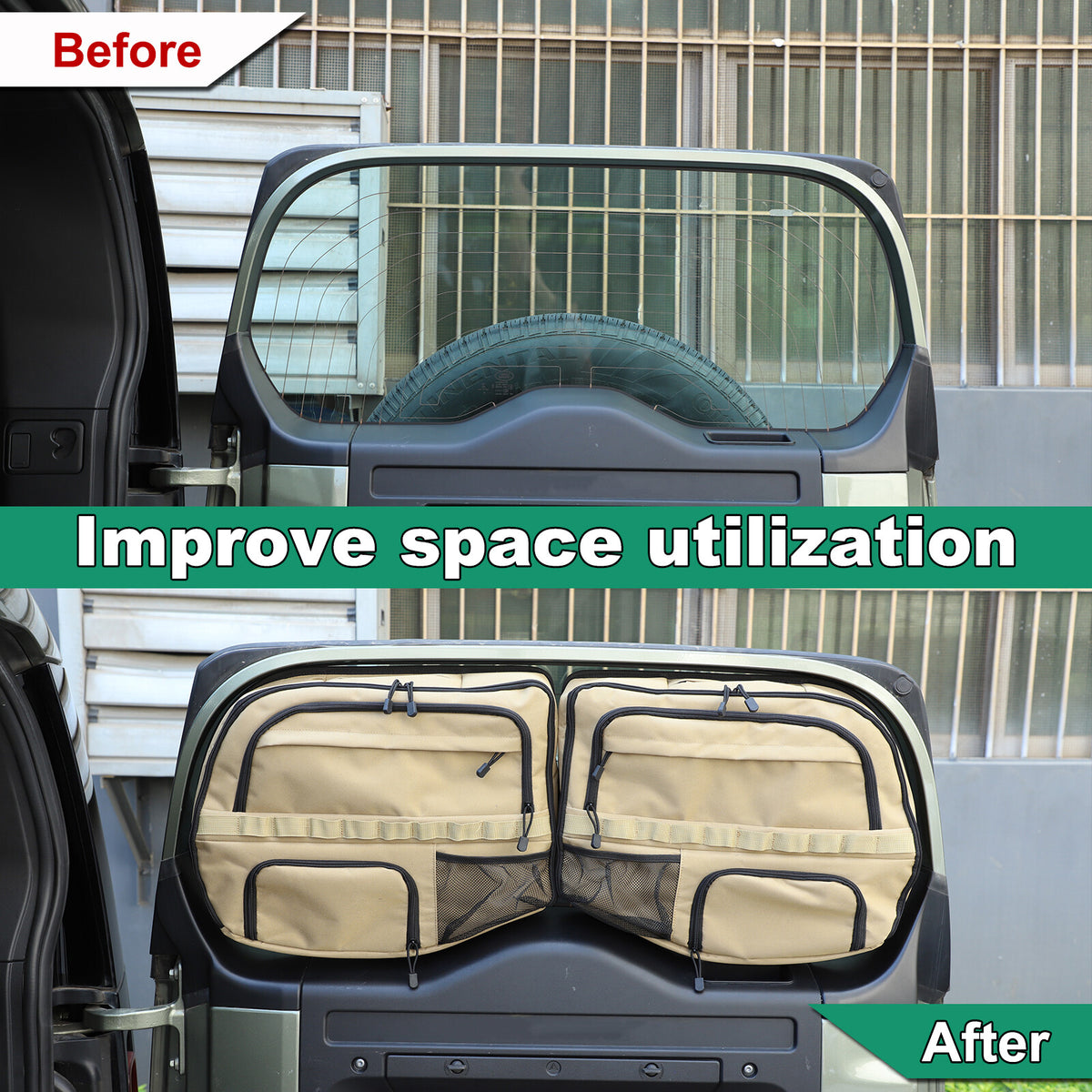 Tailgate Rear Door Cargo Trunk Storage Bag Organizer For LR Defender 2020-24 5