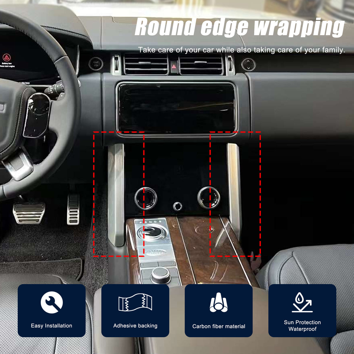 Matte Real Carbon Fiber Center Side Trim Cover For LR Range Rover Vogue L460 23+ 5