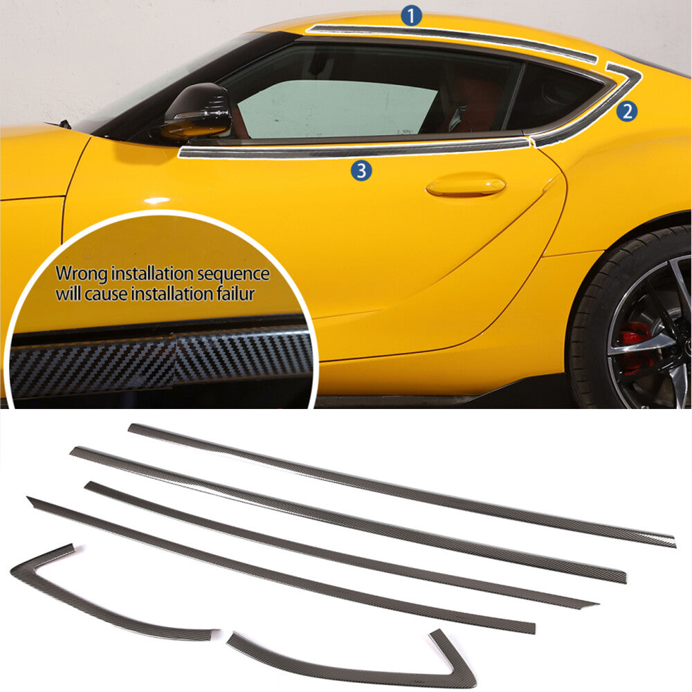 Carbon fiber Steel Car Window Strip Cover Trim For Toyota Supra A90 19-24 US 3