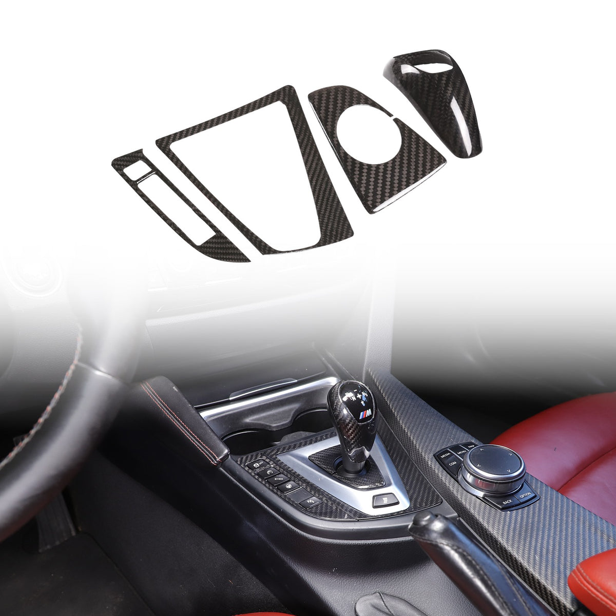 Real Carbon Fiber Center Console Panel Trim Set For BMW M3/M4 F80/F82 2014-2019 5