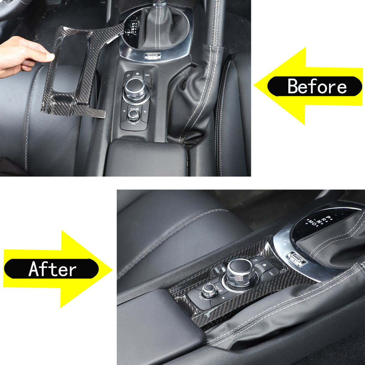 Real Carbon fiber Center Multimedia Panel Cover Trim For Mazda MX-5 2016-23 12