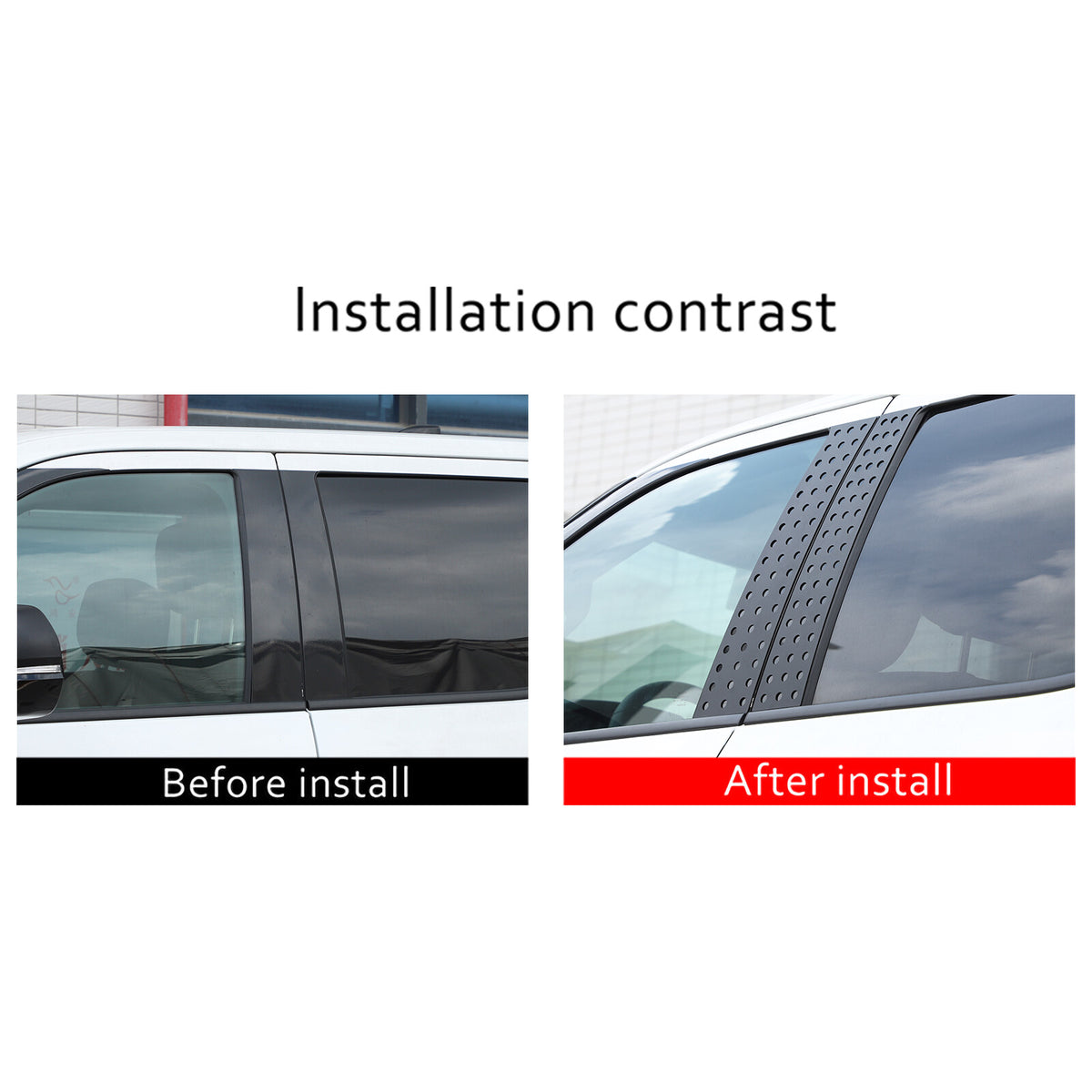 Black Aluminum Alloy Window Center Pillar Trim Panel For Toyota Tundra 2022+ 11