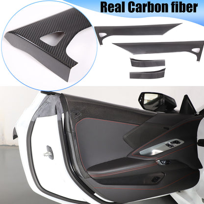 Real Carbon Fiber Inner Interior Door Panel Cover Trim For Corvette C8 2020-26 1