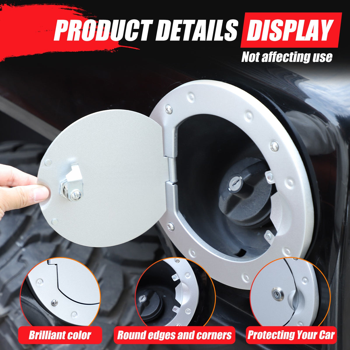 Silver Gas Cap Cover Fuel Filler Door Locking Anti-theft For Hummer H3 05-09 US 9