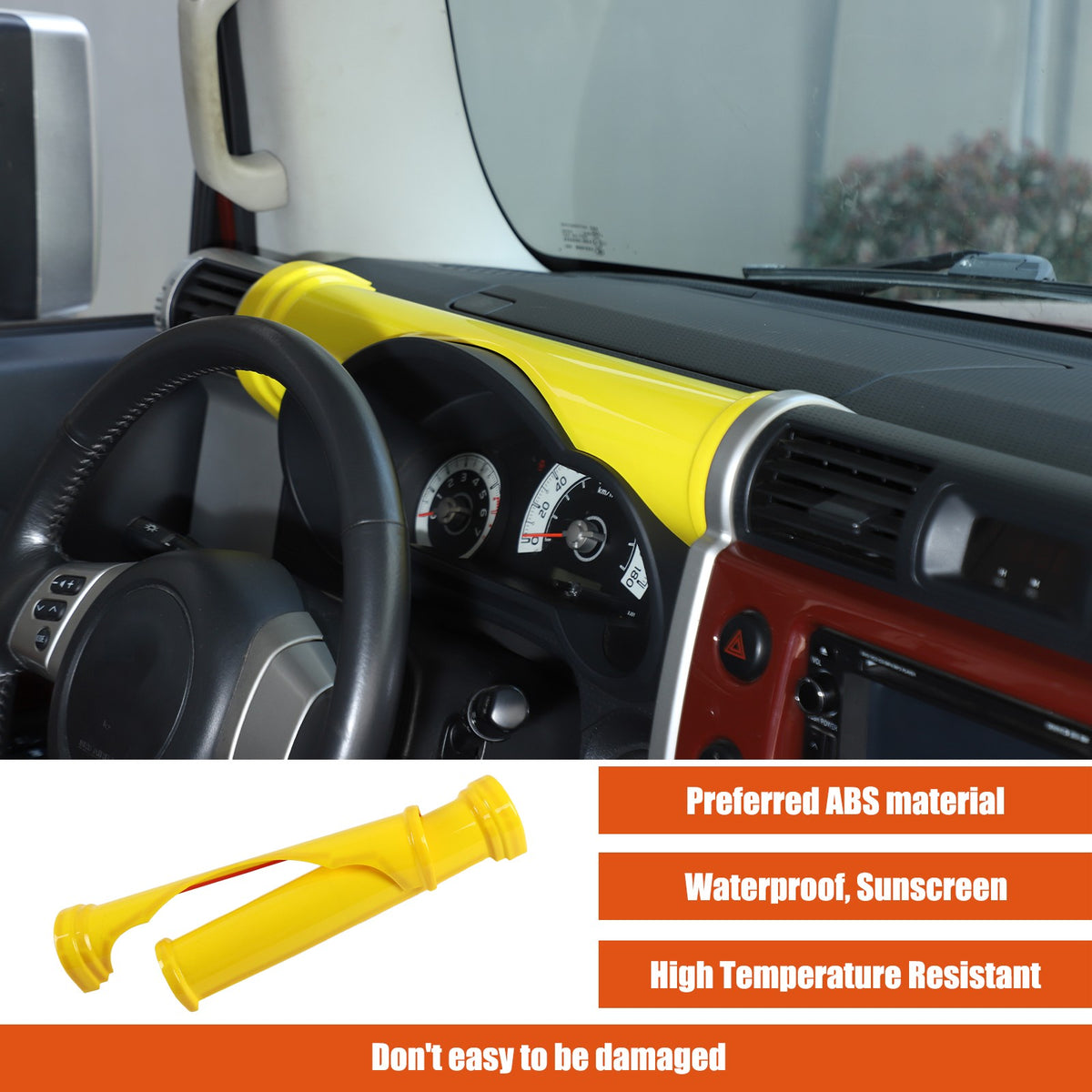 ABS Yellow Center Dashboard Panel Trim Strip For Toyota FJ Cruiser 2007-2021 15